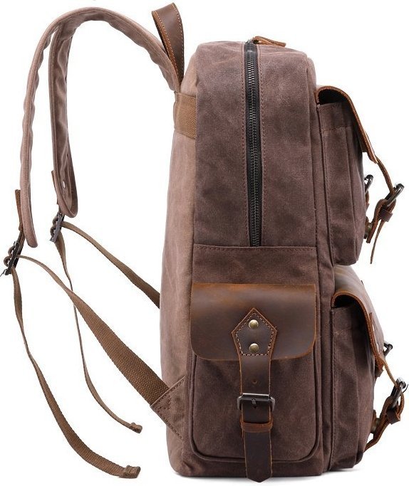 Дорожный текстильный рюкзак коричневого цвета Vintage (20055)