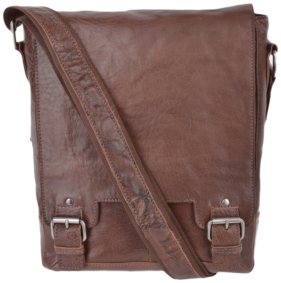 Мужская сумка планшет из натуральной кожи через плече Ashwood коричневого цвета 94354 modnotak фото №1