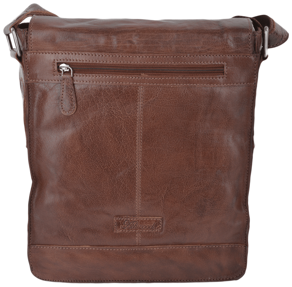 Мужская сумка планшет из натуральной кожи через плече Ashwood коричневого цвета 94354 modnotak фото №3