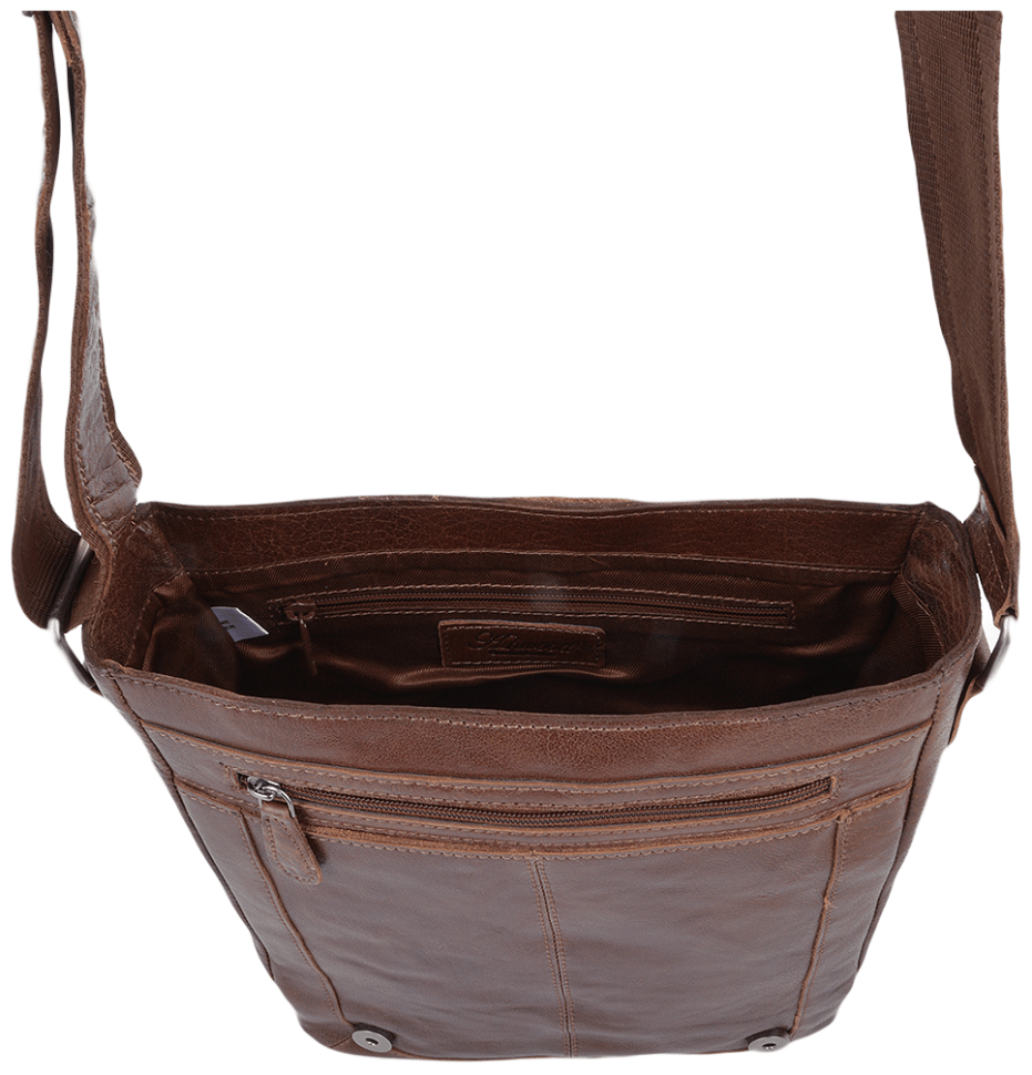 Мужская сумка планшет из натуральной кожи через плече Ashwood коричневого цвета 94354 modnotak фото №4