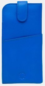 Кожаный чехол для очков на кнопке Yoshi Y4309 синего цвета 94454