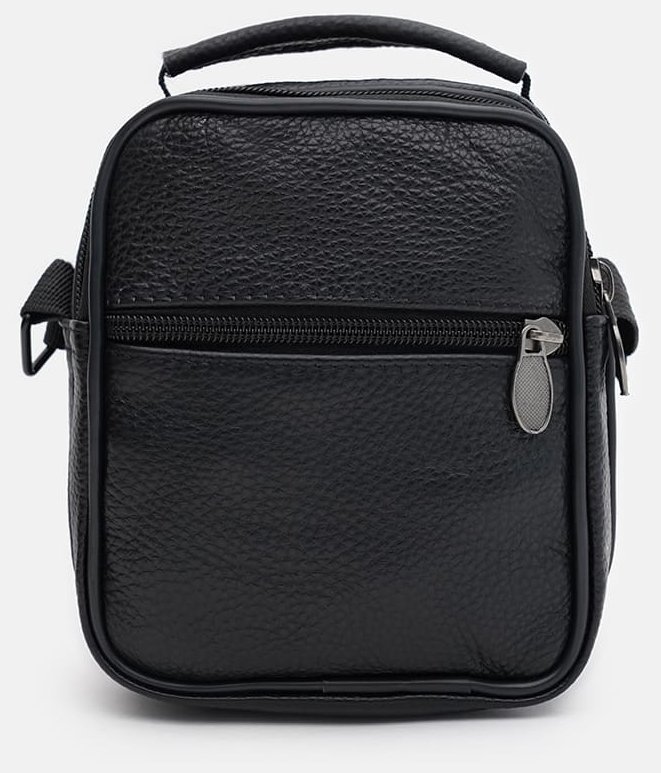 Маленькая кожаная мужская барсетка из натуральной кожи черного цвета Borsa Leather 104554 modnotak фото №3