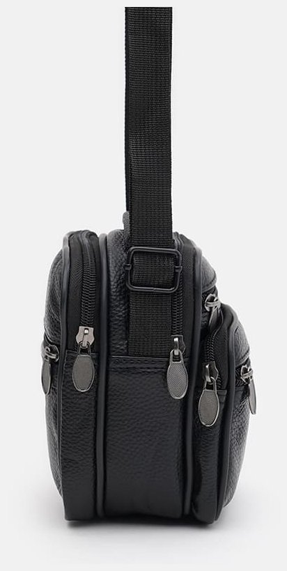 Маленькая кожаная мужская барсетка из натуральной кожи черного цвета Borsa Leather 104554 modnotak фото №4