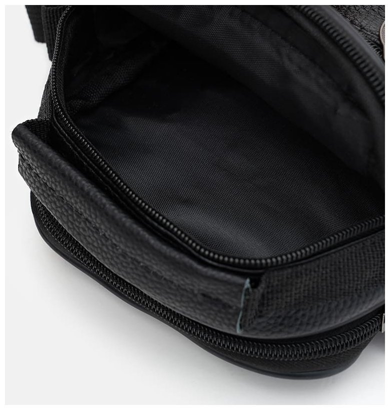 Маленькая кожаная мужская барсетка из натуральной кожи черного цвета Borsa Leather 104554 modnotak фото №5