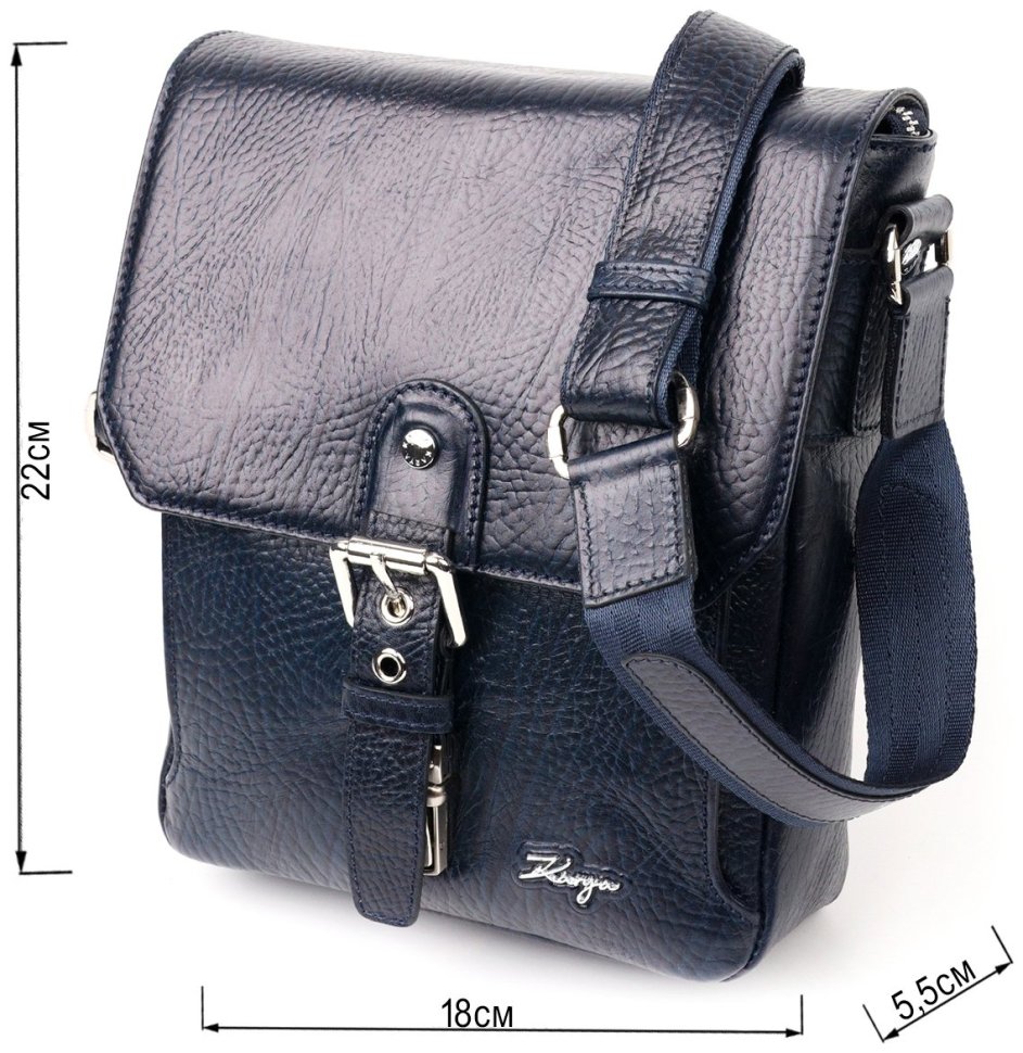 Компакиная практичная мужская сумка синего цвета из натуральной кожи KARYA (2420840) modnotak фото №11