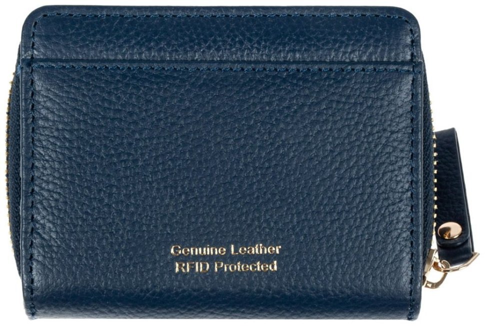Вместительный женский кошелек из натуральной фактурной кожи с RFID-защитой Ashwood Y50 94554 синего цвета modnotak фото №2