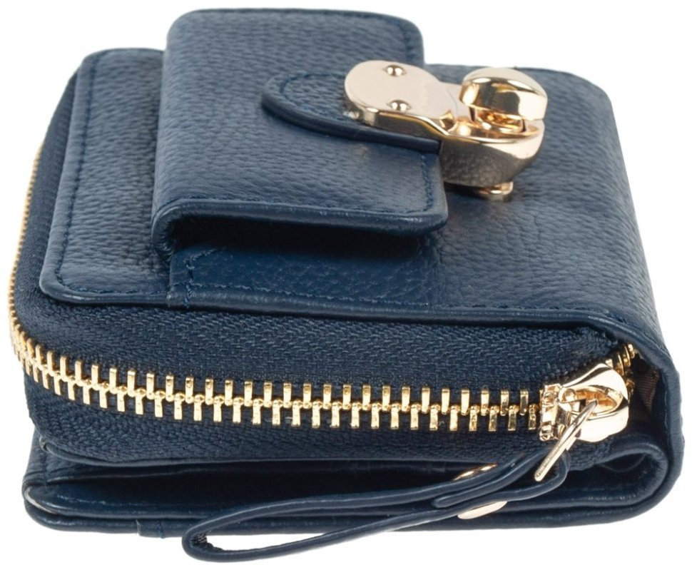 Вместительный женский кошелек из натуральной фактурной кожи с RFID-защитой Ashwood Y50 94554 синего цвета modnotak фото №6