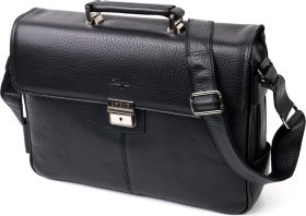Класичний шкіряний чоловічий портфель чорного кольору KARYA (2420940)
