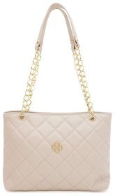 Качественная сумка для женщин из кожзама с ручками Monsen 94654 бежевого цвета