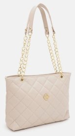 Качественная сумка для женщин из кожзама с ручками Monsen 94654 бежевого цвета