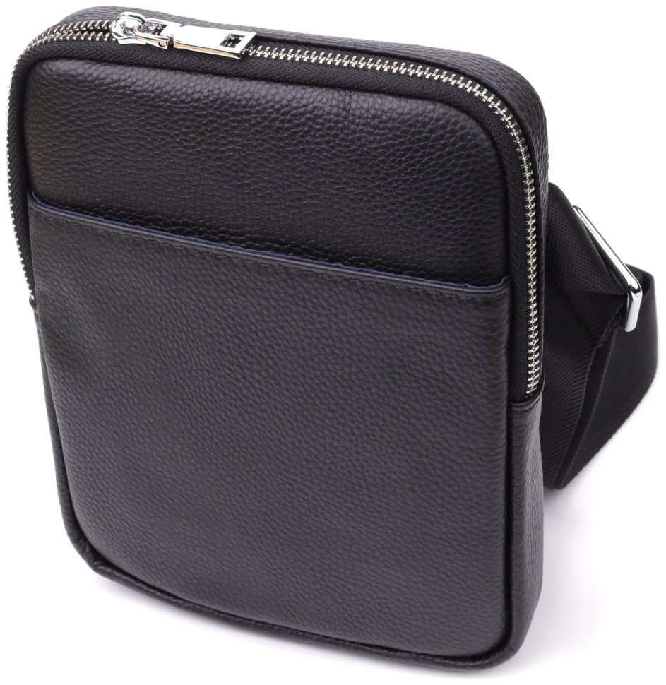 Мужская компактная сумка из натуральной зернистой кожи Vintage 94854 черного цвета modnotak фото №1