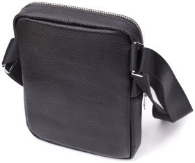 Чоловіча компактна сумка з натуральної зернистої шкіри Vintage 94854 чорного кольору