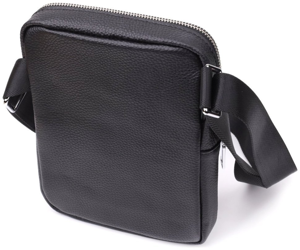 Мужская компактная сумка из натуральной зернистой кожи Vintage 94854 черного цвета modnotak фото №2