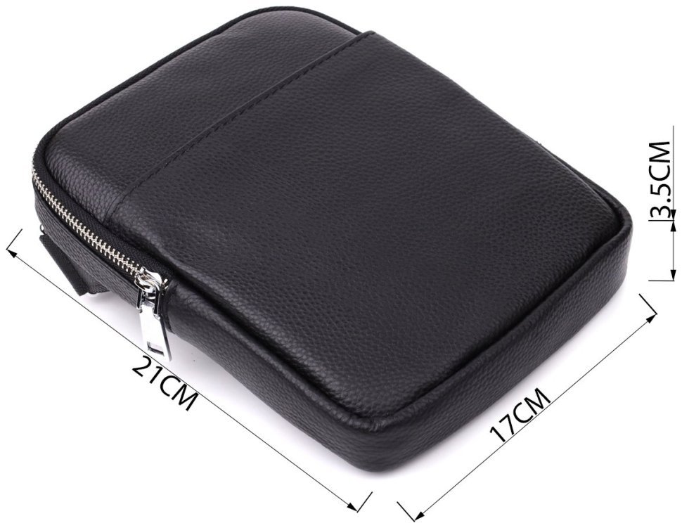 Мужская компактная сумка из натуральной зернистой кожи Vintage 94854 черного цвета modnotak фото №3