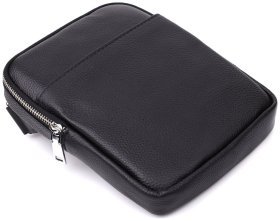 Мужская компактная сумка из натуральной зернистой кожи Vintage 94854 черного цвета