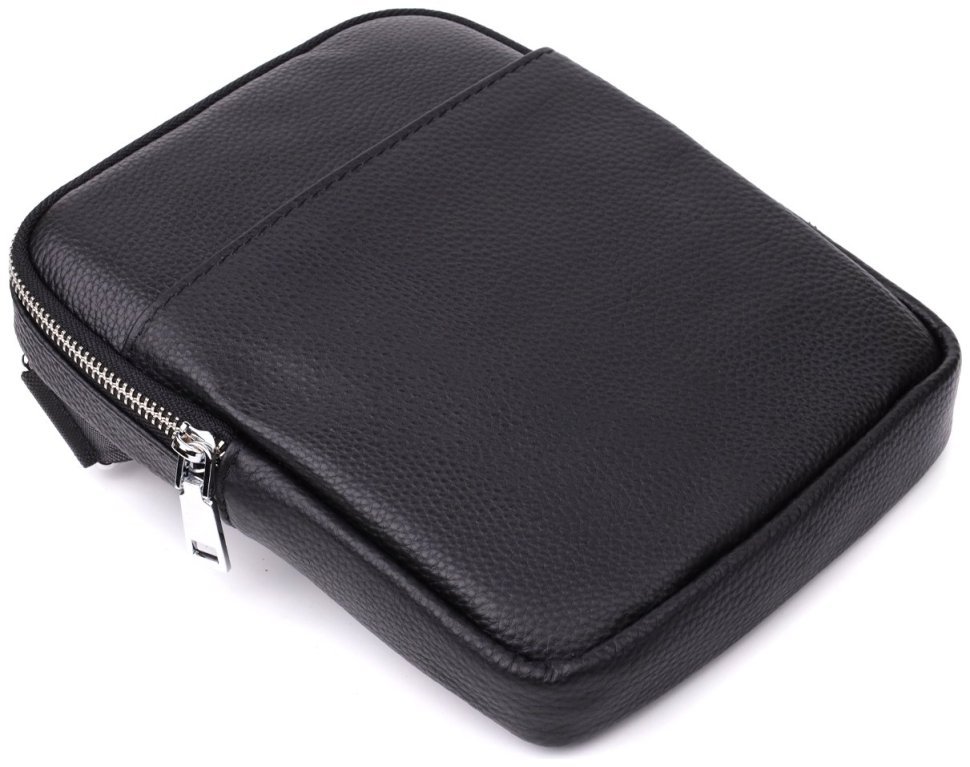 Мужская компактная сумка из натуральной зернистой кожи Vintage 94854 черного цвета modnotak фото №5