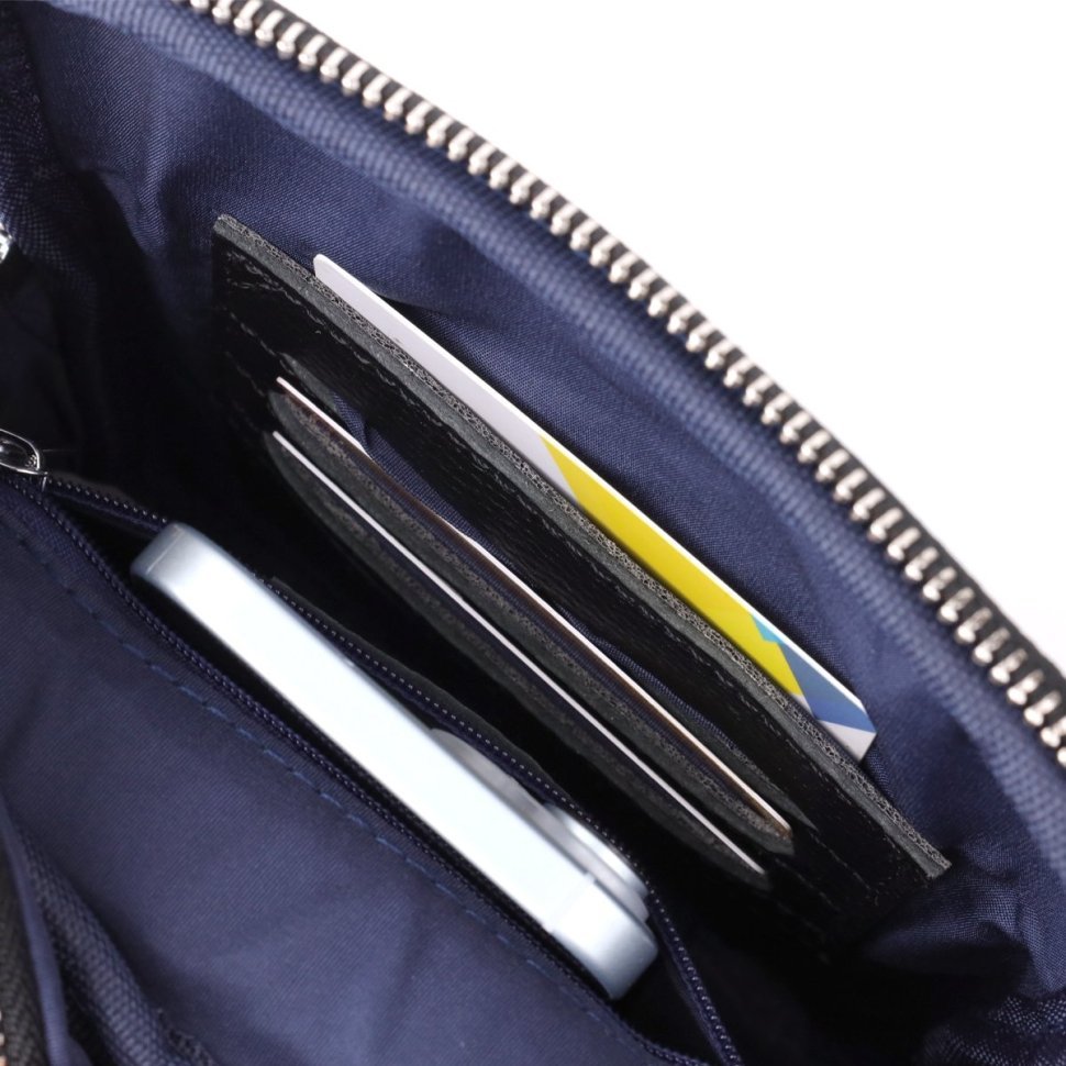 Мужская компактная сумка из натуральной зернистой кожи Vintage 94854 черного цвета modnotak фото №6