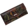 Різнобарвний жіночий гаманець класичного типу із натуральної шкіри з принтом під змію KARYA (21067) - 1