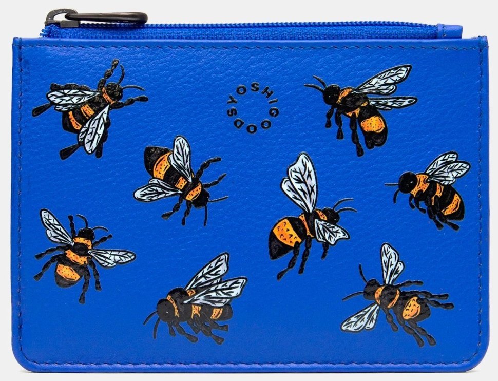 Женский кожаный кошелек Yoshi Y1321 Sweet Bees 94954 (синего цвета с притом пчел) modnotak фото №1