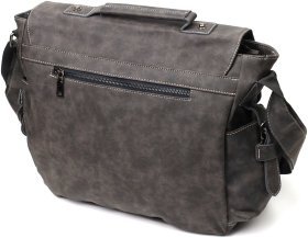 Серая мужская сумка-мессенджер из кожзама с навесным клапаном Vintage 2422143