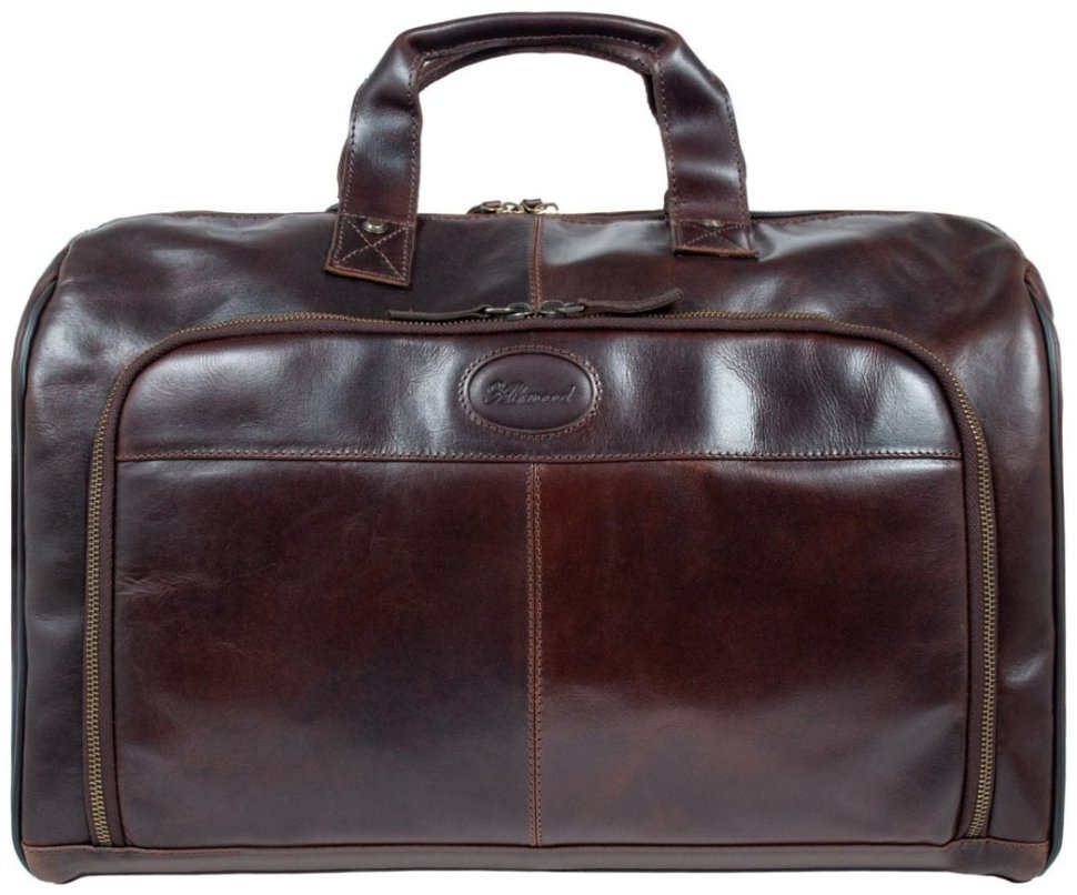Мужская дорожная сумка из натуральной гладкой кожи через плечо Ashwood коричневого цвета 95454 modnotak фото №1