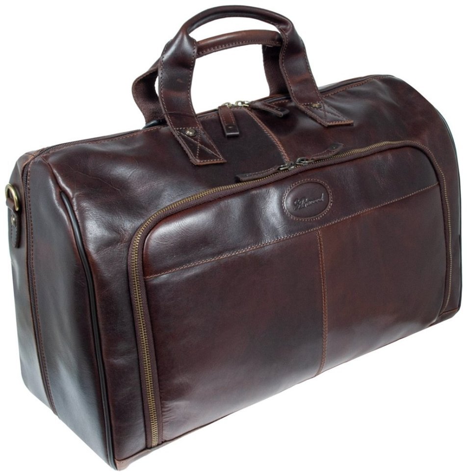Мужская дорожная сумка из натуральной гладкой кожи через плечо Ashwood коричневого цвета 95454 modnotak фото №2