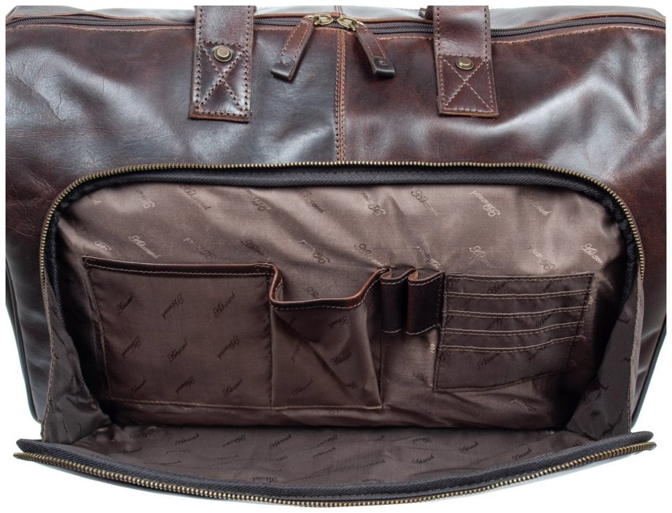 Мужская дорожная сумка из натуральной гладкой кожи через плечо Ashwood коричневого цвета 95454 modnotak фото №7