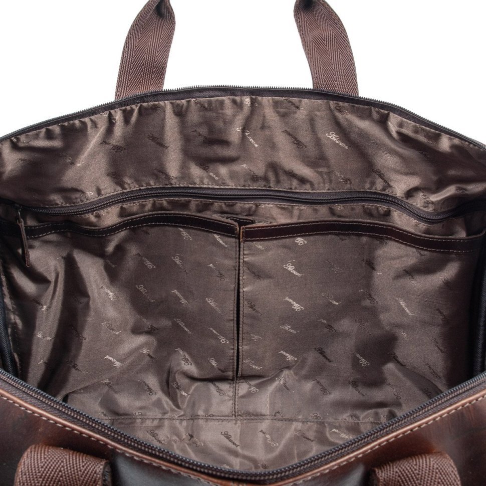 Мужская дорожная сумка из натуральной гладкой кожи через плечо Ashwood коричневого цвета 95454 modnotak фото №10