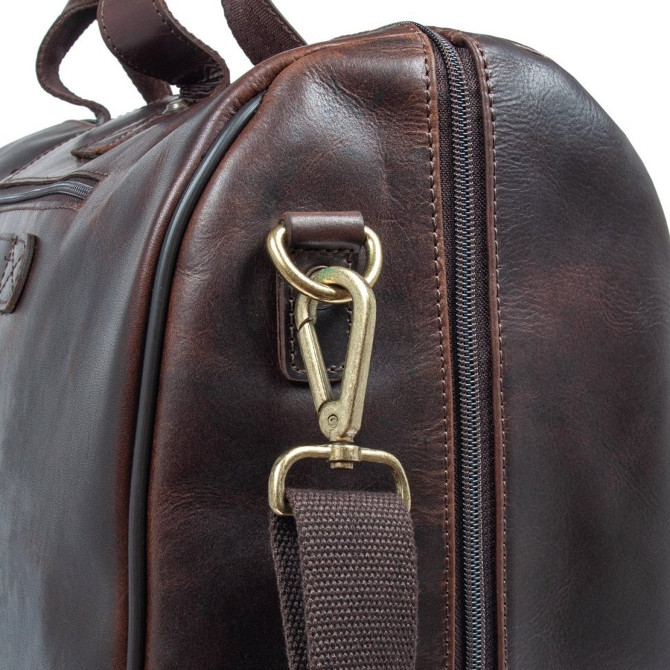 Мужская дорожная сумка из натуральной гладкой кожи через плечо Ashwood коричневого цвета 95454 modnotak фото №12
