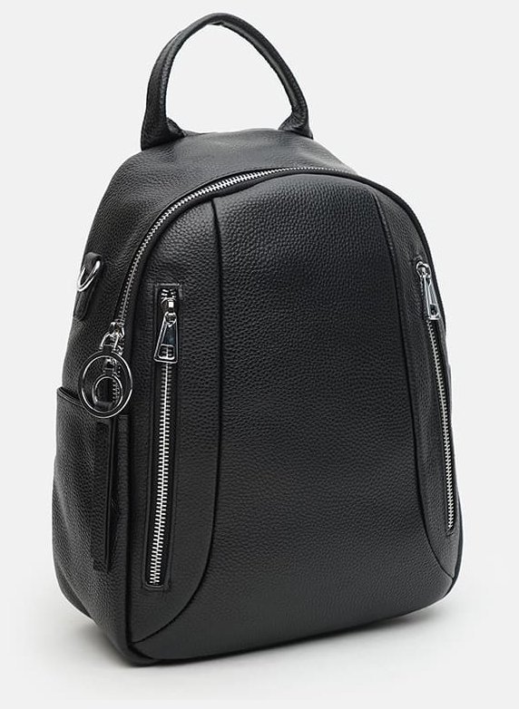 Городской женский рюкзак из натуральной фактурной кожи Ricco Grande 105654 черного цвета modnotak фото №3