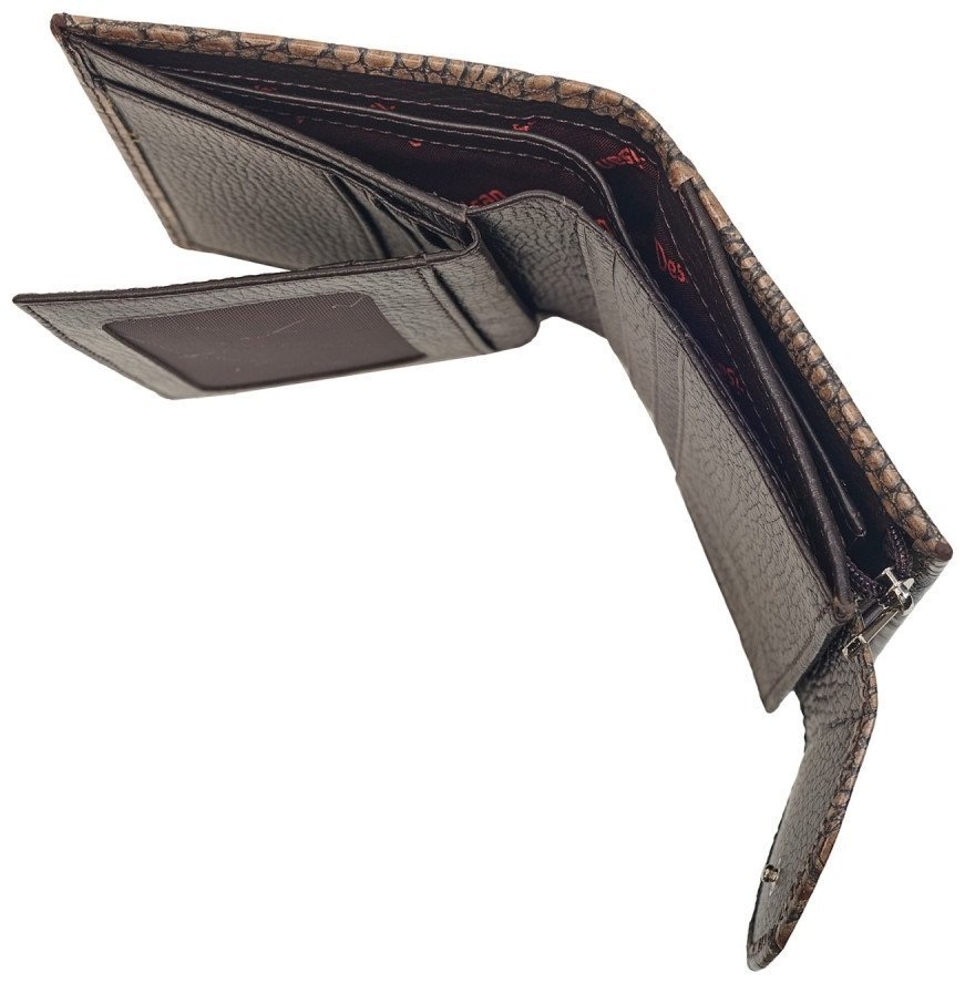 Компактный женский кошелек под фактуру крокодила с монетницей на молнии Desisan 106654 бежевого цвета modnotak фото №4