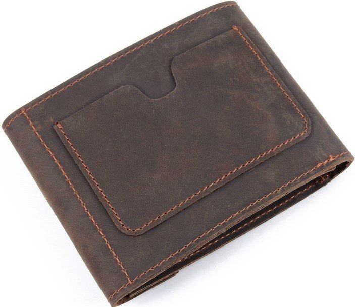 Горизонтальний чоловічий гаманець з vintage шкіри на кнопці Vintage (2414975)