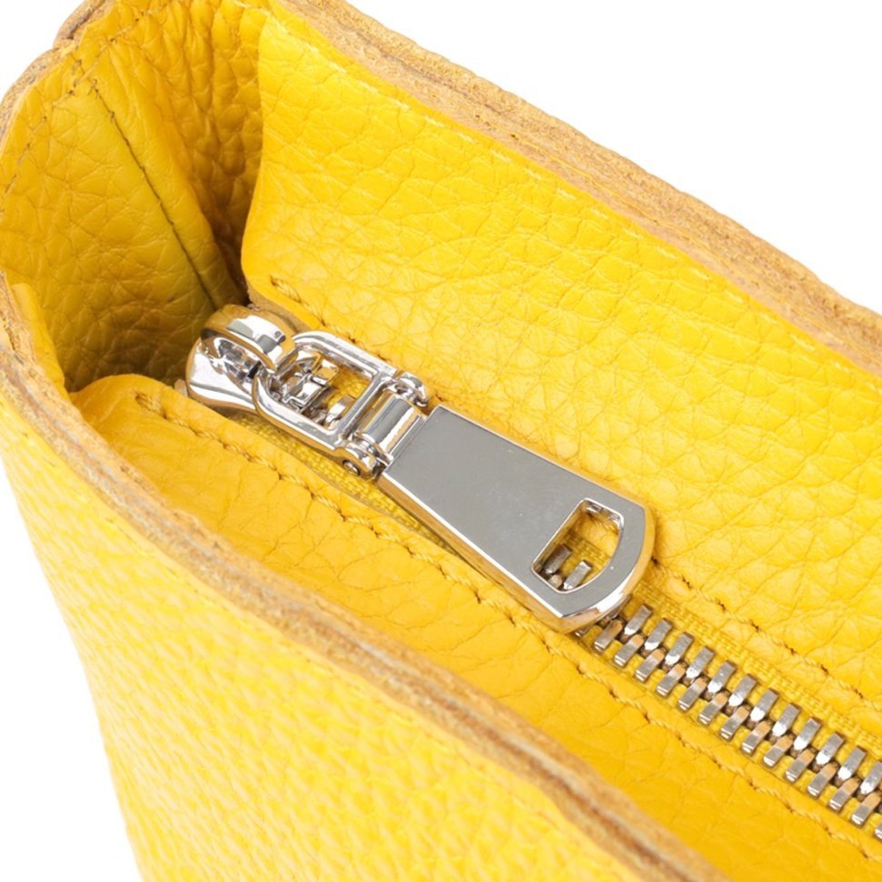 Яркий вместительный женский шоппер из натуральной кожи Shvigel жёлтого цвета 96954 modnotak фото №3