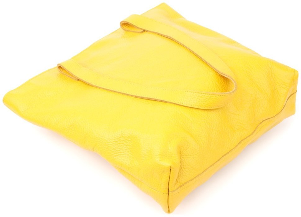 Яркий вместительный женский шоппер из натуральной кожи Shvigel жёлтого цвета 96954 modnotak фото №4