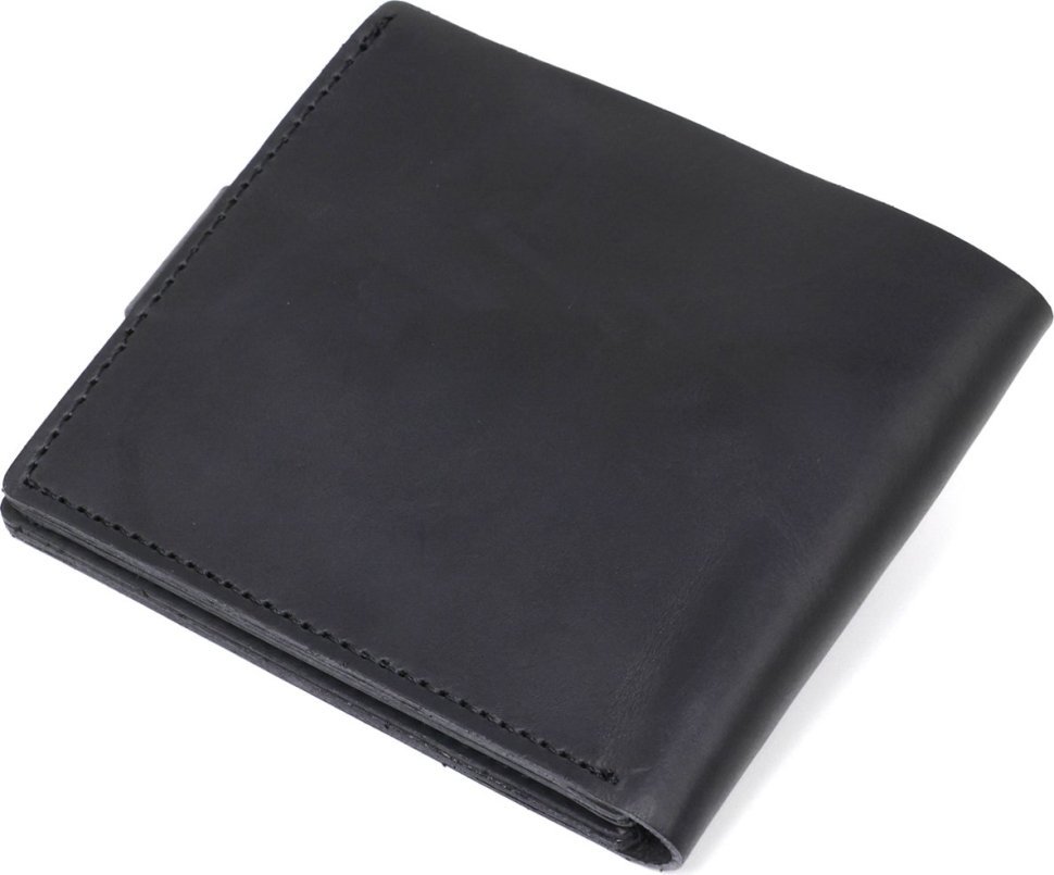 Черное мужское винтажное портмоне из натуральной кожи Shvigel (2416453)