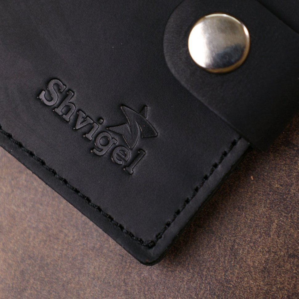 Черное мужское винтажное портмоне из натуральной кожи Shvigel (2416453)