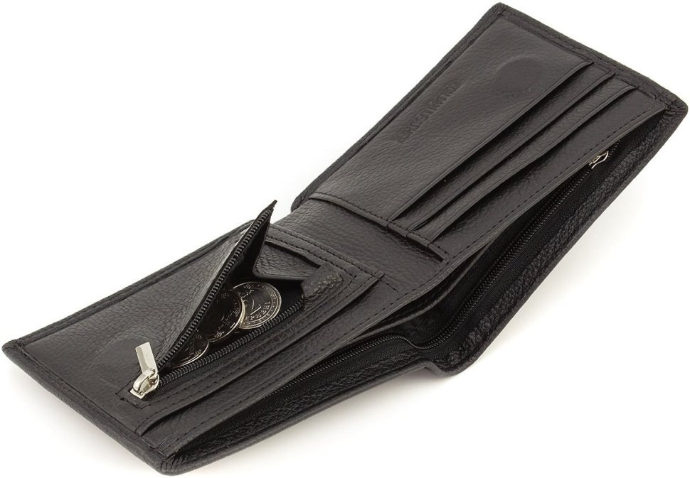 Мініатюрне чоловіче портмоне із натуральної чорної шкіри ST Leather 1767354