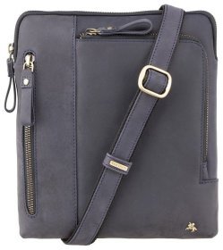 Чоловіча наплечна сумка-планшет з натуральної шкіри темно-синього кольору Visconti Roy 77354