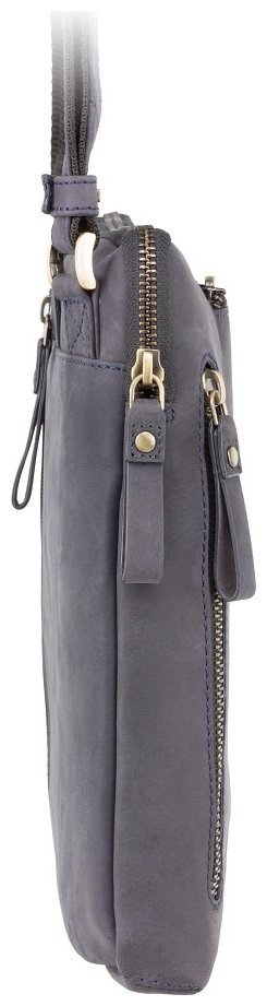 Чоловіча наплечна сумка-планшет з натуральної шкіри темно-синього кольору Visconti Roy 77354