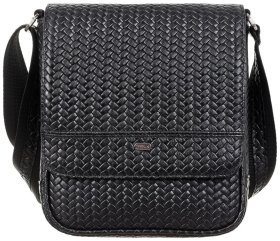 Сумка планшет для мужчин из плетенной кожи черного цвета DESISAN 107454 на плечо