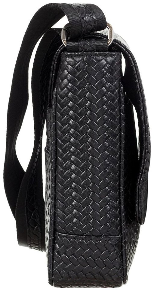 Сумка планшет для мужчин из плетенной кожи черного цвета DESISAN 107454 на плечо фото №3 Сумка планшет для мужчин из плетенной кожи черного цвета DESISAN 107454 на плечо modnotak фото №3