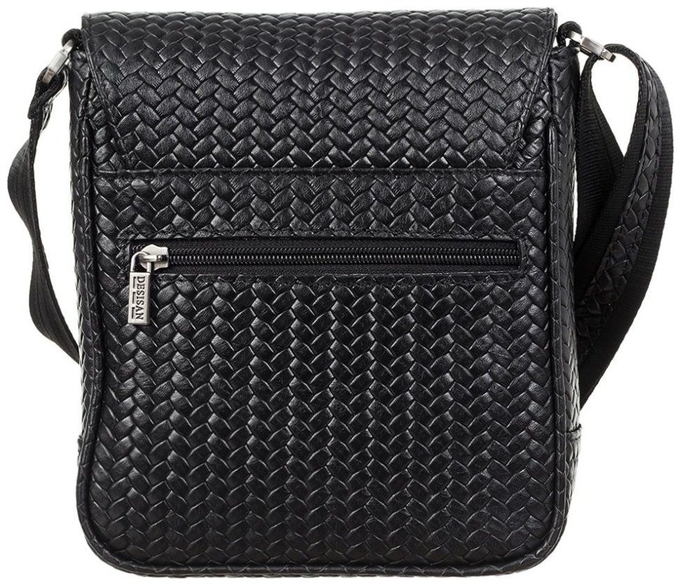 Сумка планшет для мужчин из плетенной кожи черного цвета DESISAN 107454 на плечо фото №4 Сумка планшет для мужчин из плетенной кожи черного цвета DESISAN 107454 на плечо modnotak фото №4