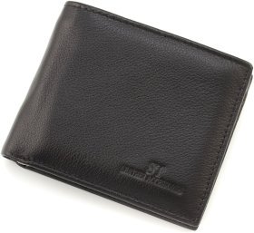 Чоловічий портмоне з натуральної шкіри чорного кольору з зажимом ST Leather 1767454