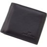 Чоловічий портмоне з натуральної шкіри чорного кольору з зажимом ST Leather 1767454 - 2