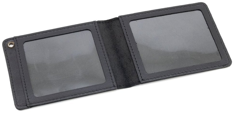 Кожаная бложка для удостоверения Leather Collection 97754 черного цвета modnotak фото №7