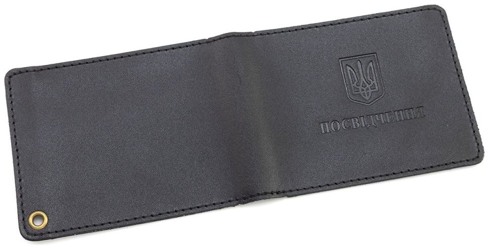 Кожаная бложка для удостоверения Leather Collection 97754 черного цвета modnotak фото №6