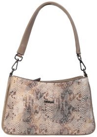 Женская сумка из натуральной кожи с тиснением под рептилию Desisan 107854 бежевая