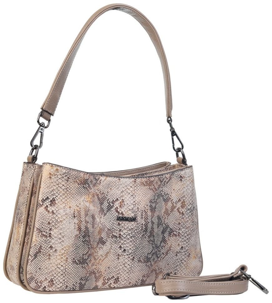 Женская сумка из натуральной кожи с тиснением под рептилию Desisan 107854 бежевая фото №4 Женская сумка из натуральной кожи с тиснением под рептилию Desisan 107854 бежевая modnotak фото №4