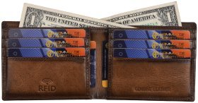 Мужской кошелек из гладкой кожи без монетницы с RFID-защитой Hammonds Flycatcher HF595 коричневого цвета 107954