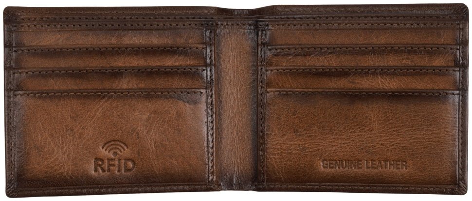 Мужской кошелек из гладкой кожи без монетницы с RFID-защитой Hammonds Flycatcher HF595 коричневого цвета 107954 modnotak фото №3